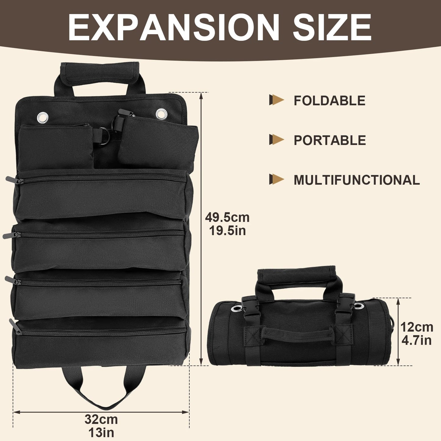 Multi-Purpose Tool Bag Roll Up Tool Bag Oxford Cloth Heavy Duty Tool Pouch Roll UP Portable Small Tools Organizer Bag