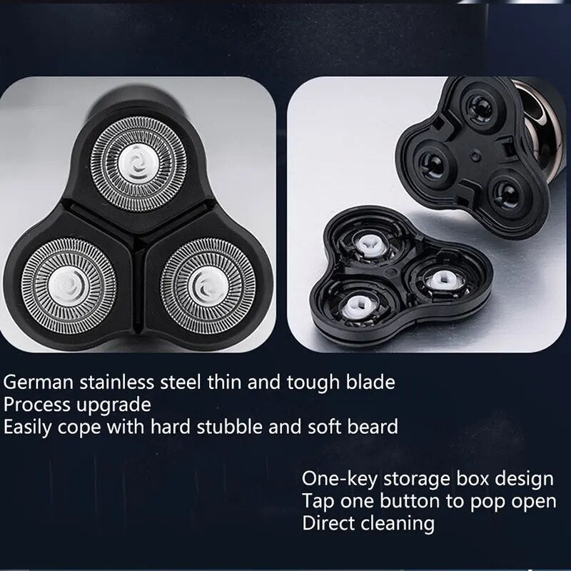 Electric Shaver Razor Shaving Beard Machine for Men Dry Wet Beard Trimmer Rechargeable IPX6 Washable 8D Shaving 3in1 Razors
