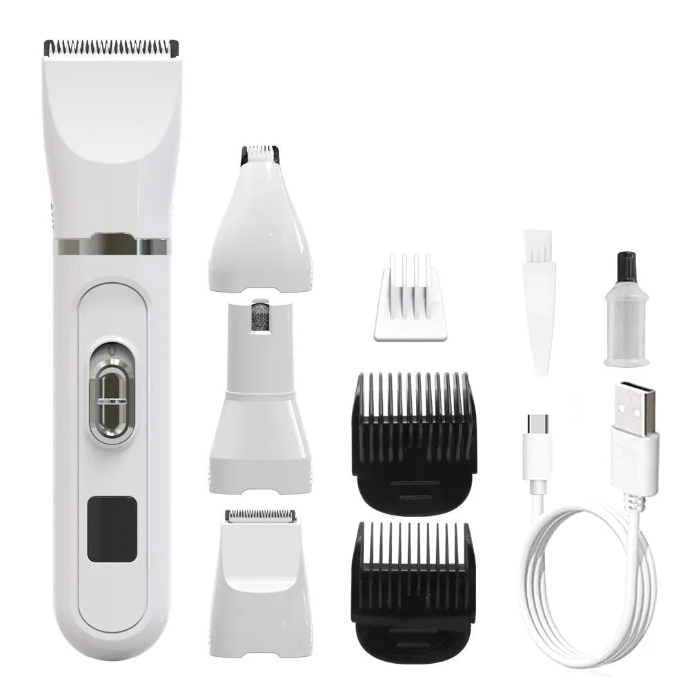 Dog Clippers Low Noise Paw Trimmer Rechargeable Pet Cat Grooming Kit Multifunctional Cordless Quiet Pet Nail Drill Dog Shaver