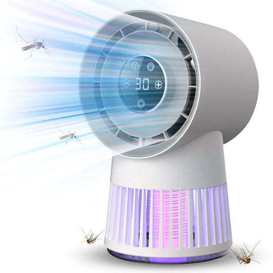 Portable Rechargeable Electric Bug Zapper Desk Fan Bladeless 8H Timer 20 Gears Mosquito Zapper 2 in 1 for Patio Backyard Bedroom