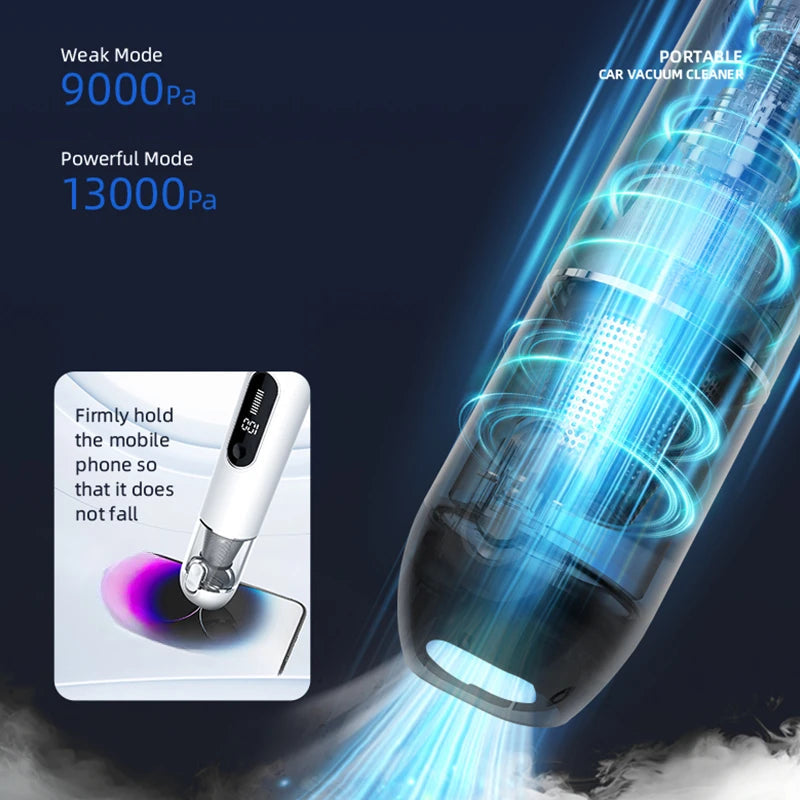 Wireless Vacuum Cleaner 13000Pa Digital Display Handheld Portable Dust Buster High Power Cordless Air Blower New