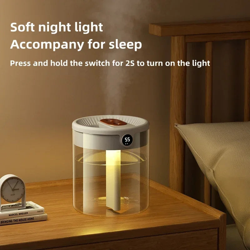 2000ML Home Air Humidifier USB Dual Spray Ultrasonic Cool Mist Aroma Essential Oil Diffuser Humidifier LED Lamp