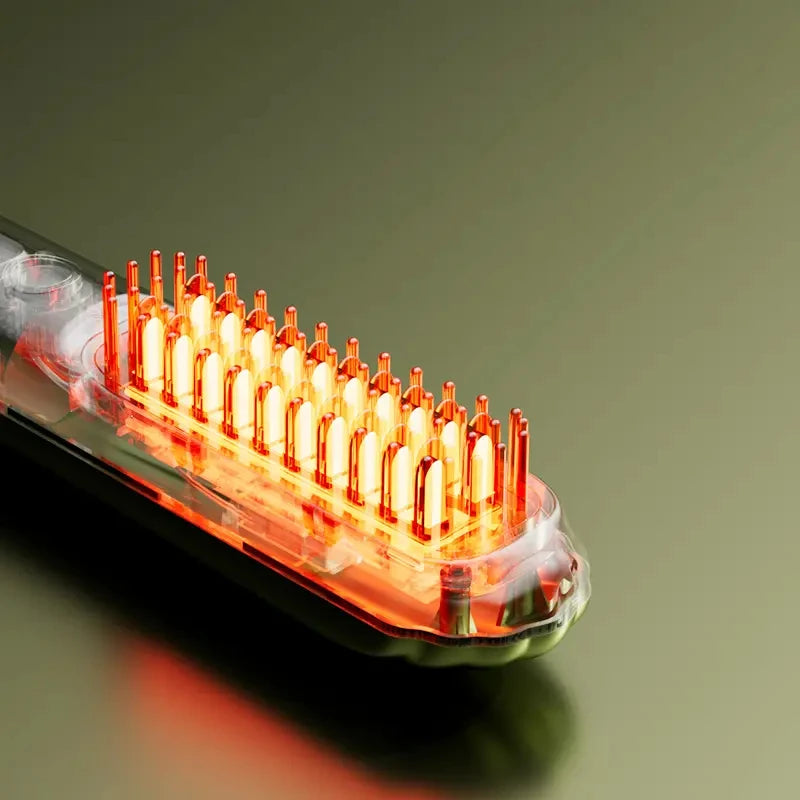 Portable Multifunctional Heating Comb Ptc 2 In 1 Hair Curler Hot Comb Hair Straightener Brush Wireless Hair Straightener