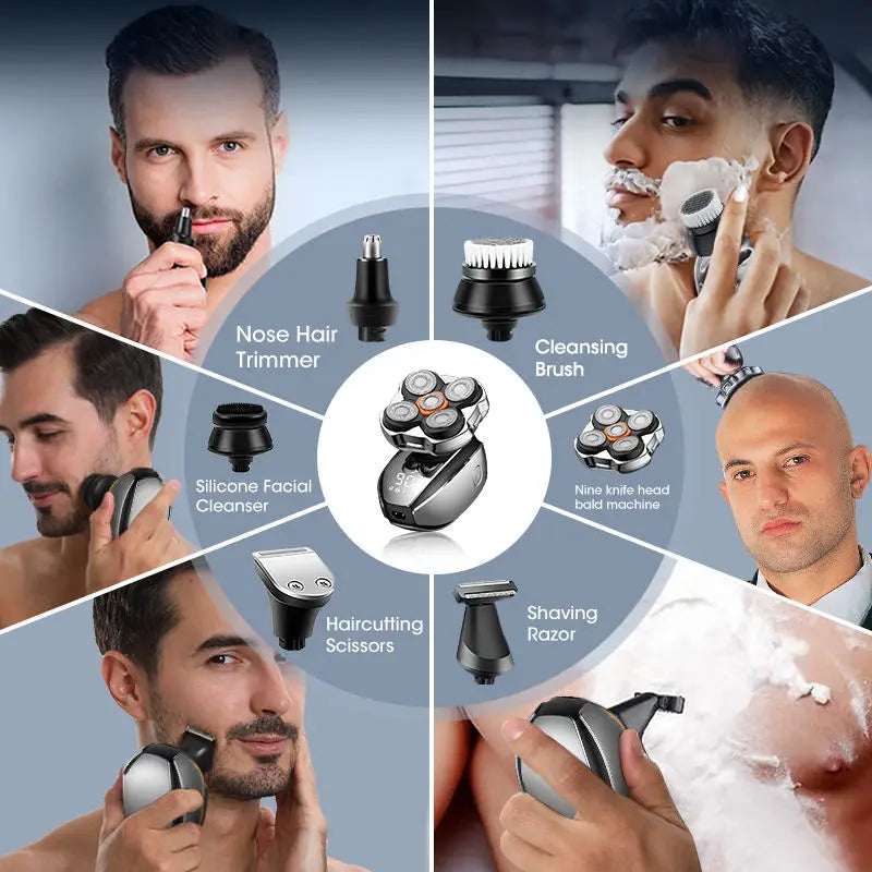 Head Shavers for Bald Men Shaver, 5 in 1 Electric Razor with Rechargeable Hair Clippers Nose Hair Trimmer Portable Travel Razor