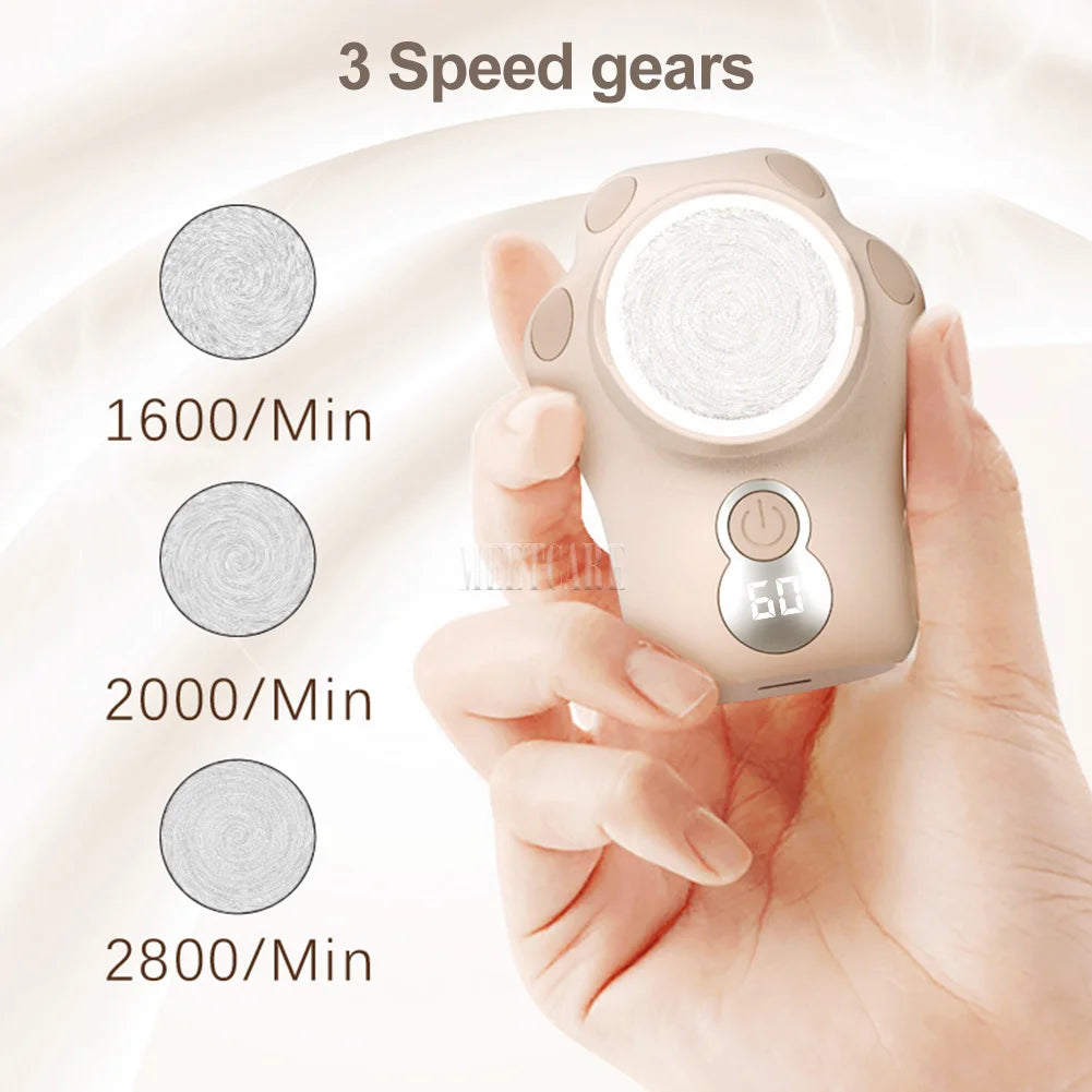 LED Screen Foot Grinder Wireless Dead Skin Callus Remover Mini Foot Drill  1600rpm 2000rpm 2800rpm with 3 Grinding Heads