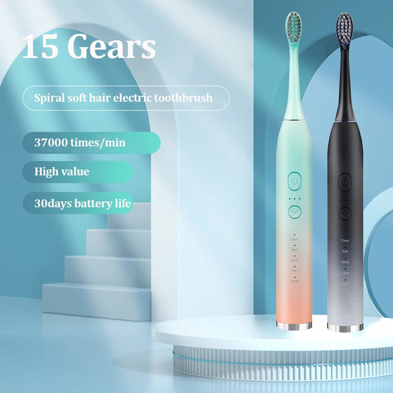 Student Party Ultrasonic Electric Toothbrush Adult USB Rechargeable 7 Level Waterproof Multi-Position Brush Head