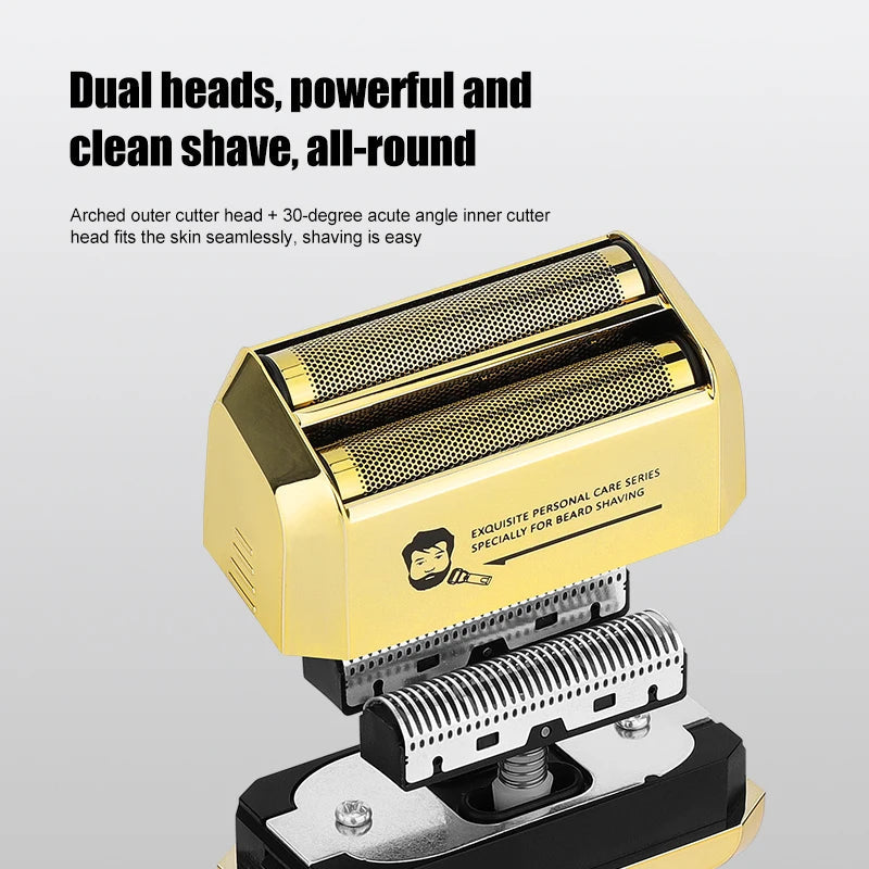 Rechargeable Professional Barber Shop Salon Hair Cutting Machine Clippers Trimmer Foil Shaver Gold Black 3 Pieces Set