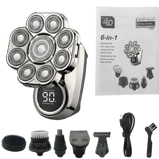 Electric Shaver Beard Hair Trimmer Wet Dry Electric Razor Rechargeable Bald Head Shaving Machine LCD Display Men Grooming Kit