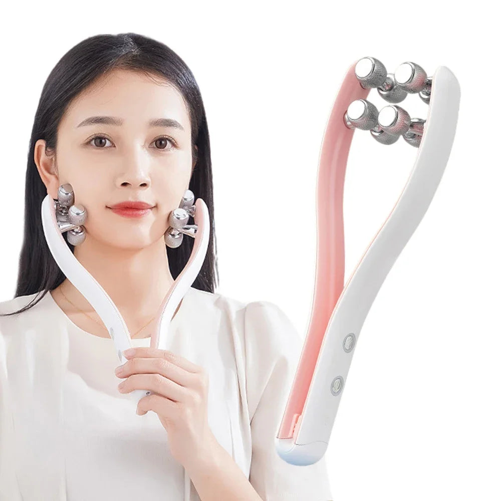 EMS Face Massager Facial Lift Up Machine Microcurrent Cellulite Double Chin Remover Face Massage Roller Skin Tightening Device