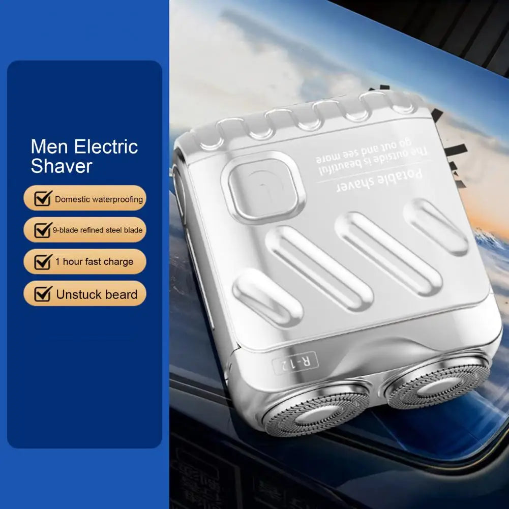 Men Electric Shaver IPX7 Waterproof Type-C Rechargeable Mini Travel Rotary Razor Portable Hair Beard Trimmer Remover Tool