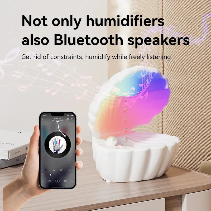 Portable Bluetooth Speaker Shell Design with Colorful Atmosphere Light Heavy Bass Bedroom Music Player Auto Power Off Humidifier