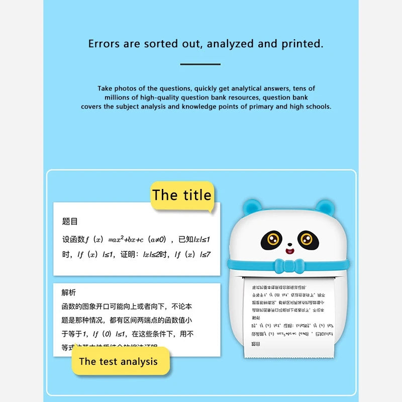Thermal Printer Mini Student Wrong Question Printer Photo Printer with Printing Paper