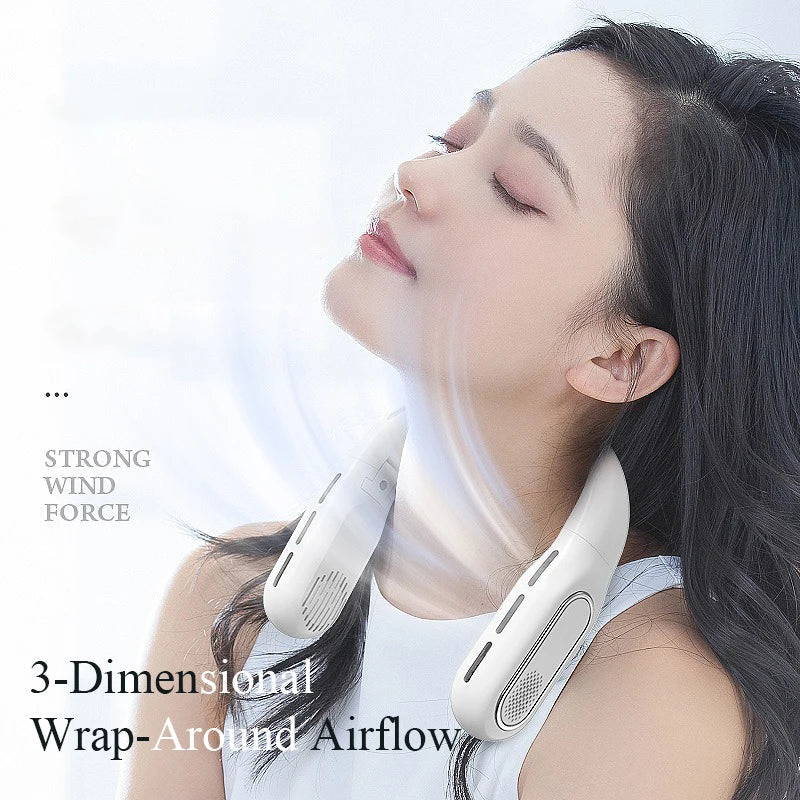Portable Neck Fan Rechargeable Personal Fan 3 Speeds Adjustable Hands Free Bladeless Fan for Women Men Home Office Travel Sports
