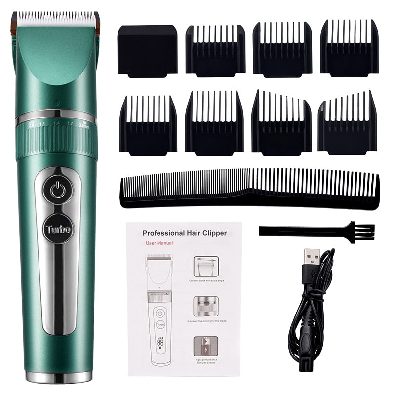 Full Body Washable Electric Hair Clipper Ceramic Professional Fine Adjustable Hair Trimmer Low Noise Hair Cutting Machine Razor