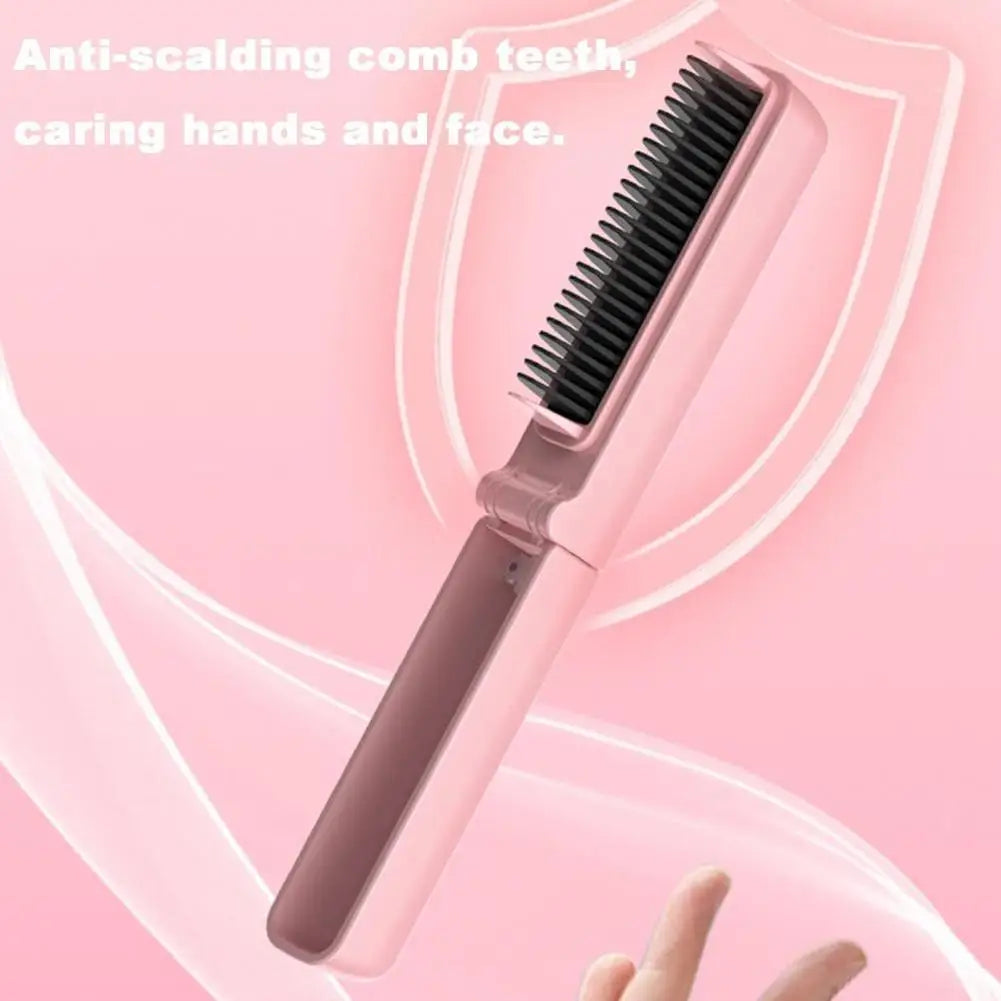 Portable Hair Styling Tool Hair Straightening Comb Portable Hot Brush Foldable Hair Straightener Comb with Fast for Travel