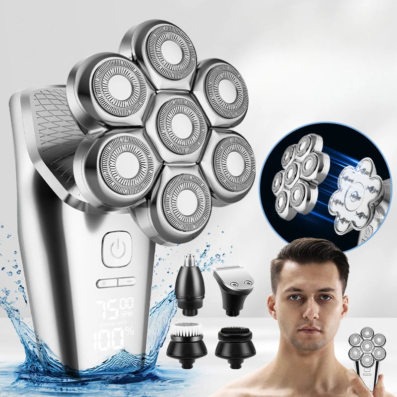 Men's Multifunctional Electric Shaver Suction Head Household Razor Bald Machine Nose Hair Trimmer