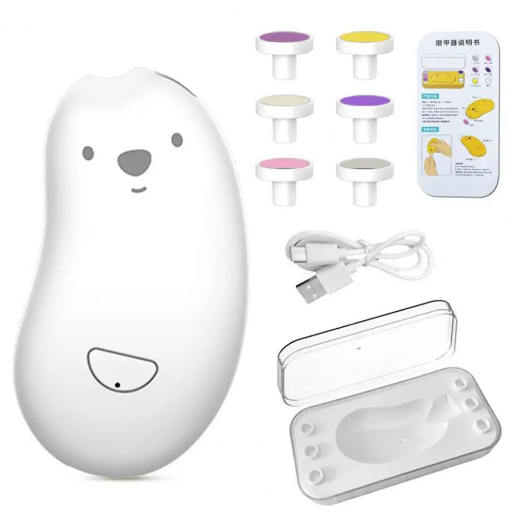 Electric Nail Polisher Rechargeable teenager Electric Nail Trimmer with Led Light 6 Grinding Heads 2-speed Adjustable for Newborn