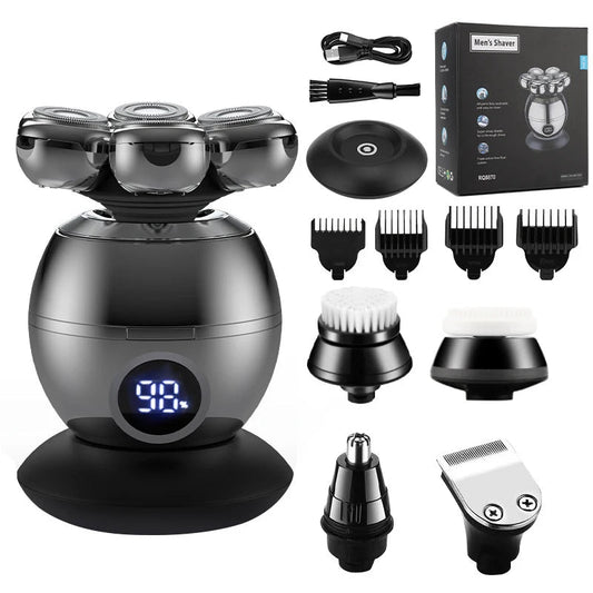 7D Electric Shaver Rechargeable Shaver Waterproof Rotary Shaver Beard Trimmer Nose Hair Trimmer Multi-function Men's Shaver Set