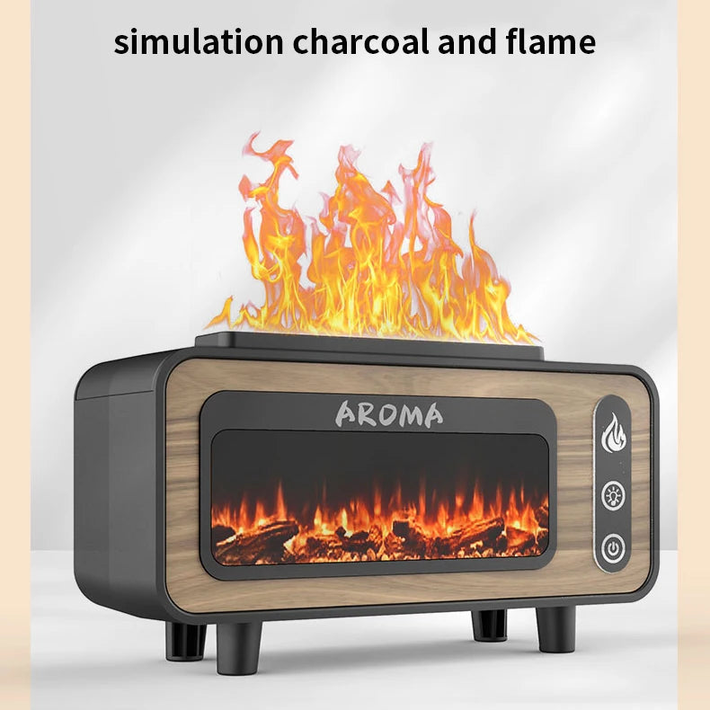 Fireplace Diffuser 7 Colors LED Ultrasonic Aroma Essential Oil 3D Simulated RGB Fire Flame Air Humidifier for Home Office Use