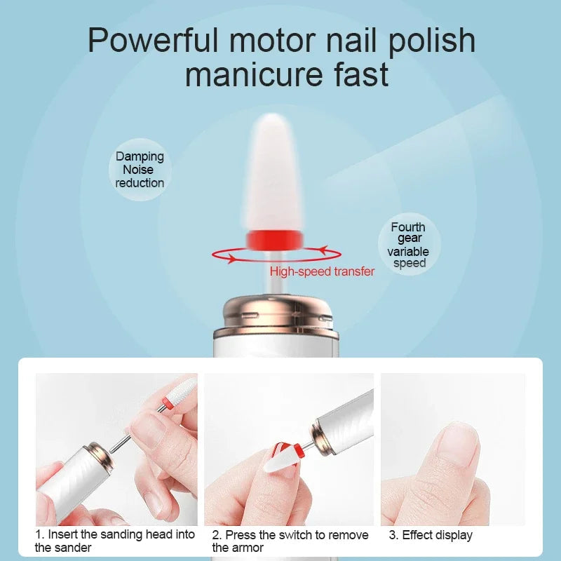15000RPM Electric Wireless Nail Drill Machine Electric Nail Sander Cordless Rechargable Professional Milling Cutter Nail Machine