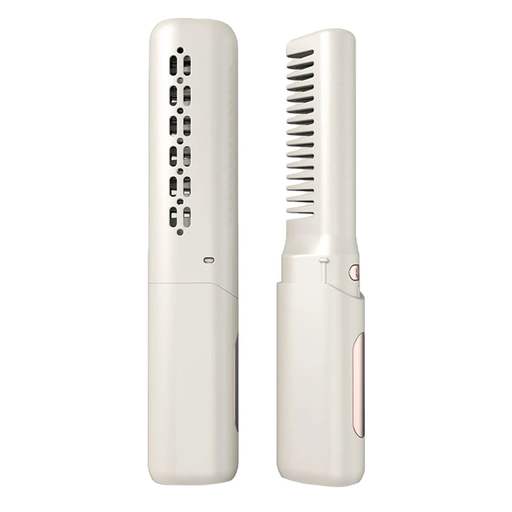 Hair Straightening Brush Rechargable Hot Heating Comb Hair Straight Styler Corrugation Wireless Curling Iron Hair Curler Comb