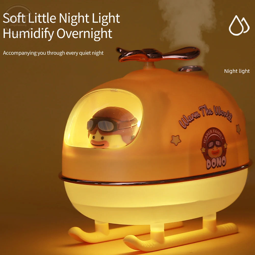 300ml Cute Cartoon Helicopter Aroma Air Humidifier USB Electric Essential Oil Diffuser with Warm Night Light for Car Office Home