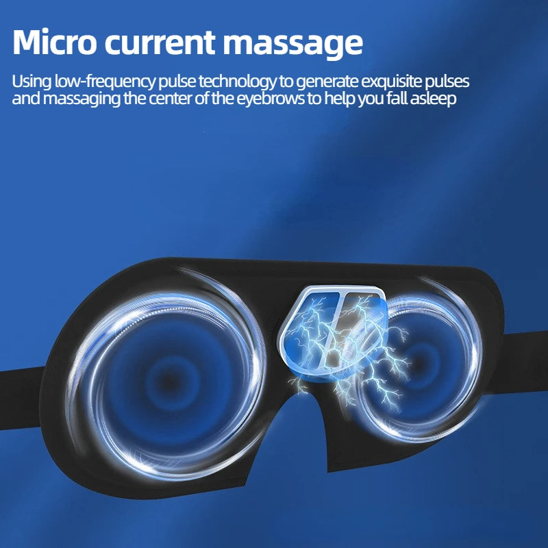 3D Hot Compress Eye Mask Head Massager Sleep Monitor Sleep Eye Mask Insomnia Treatment Releases Eye Pressure and Soothes Fatigue
