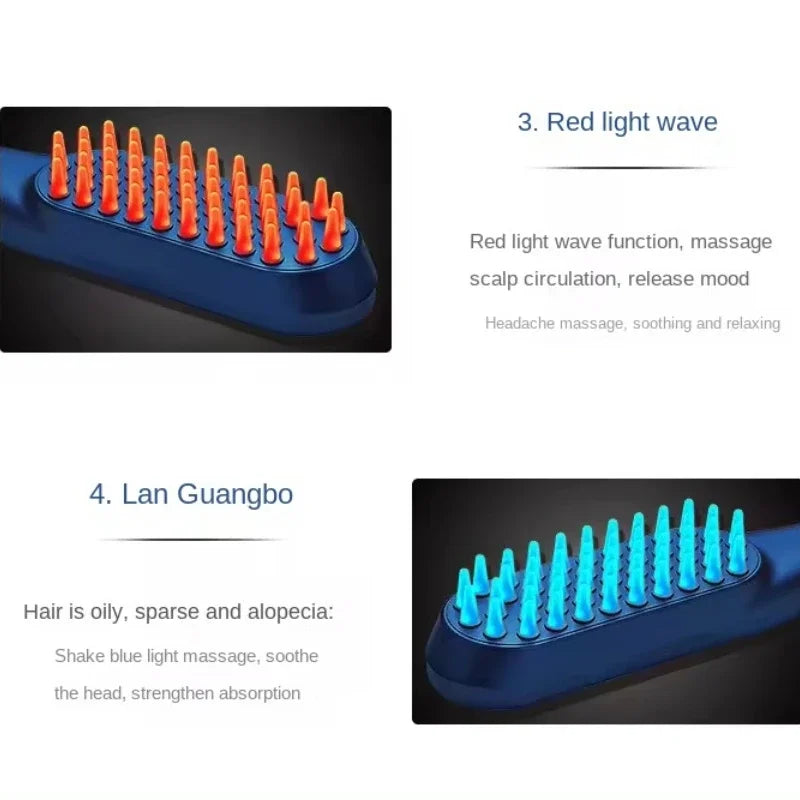 Electric Scalp Massage Comb Red and Blue Light Head Massager Hair Growth Device Healthy Hair Massage Comb