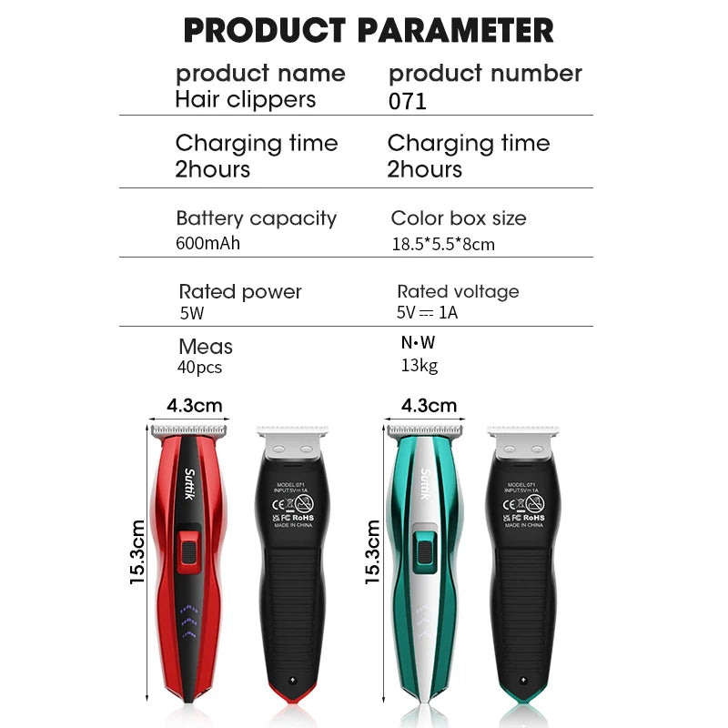 Professional Hair Clipper Wireless Hair Trimmer Hair Cutting Machine Electric Zero Cutting Machine Trimmer for Men