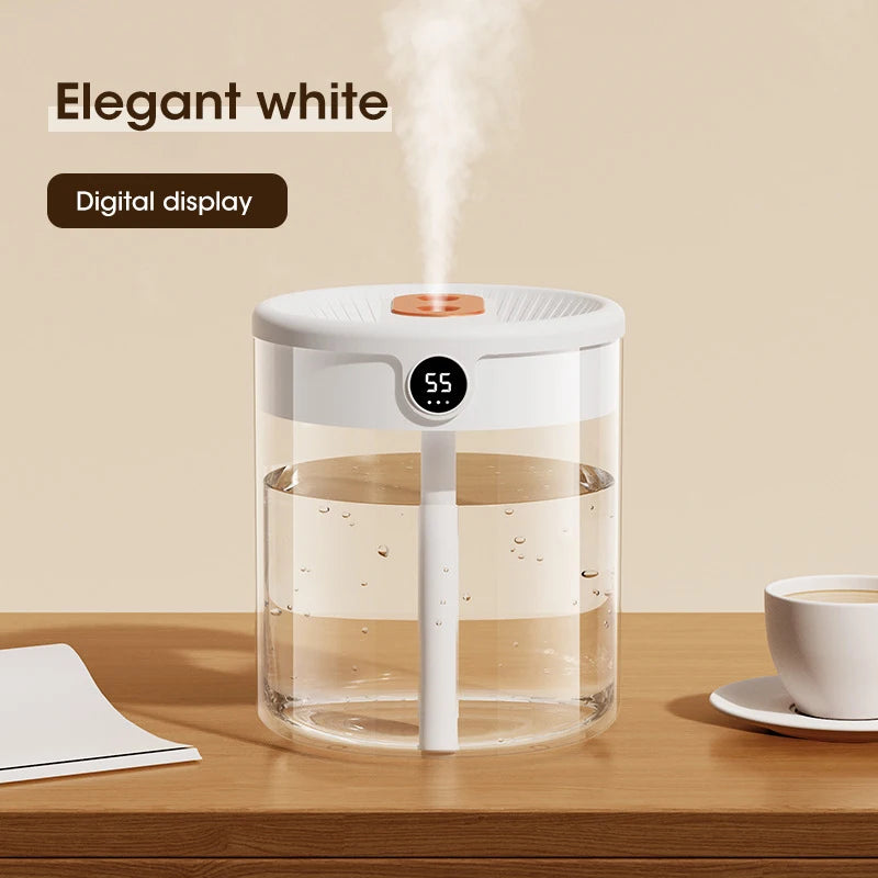 2L Air Humidifier Large Capacity With LCD Humidity Display Night Light Double Nozzle Aroma Essential Oil Diffuser For Home Office