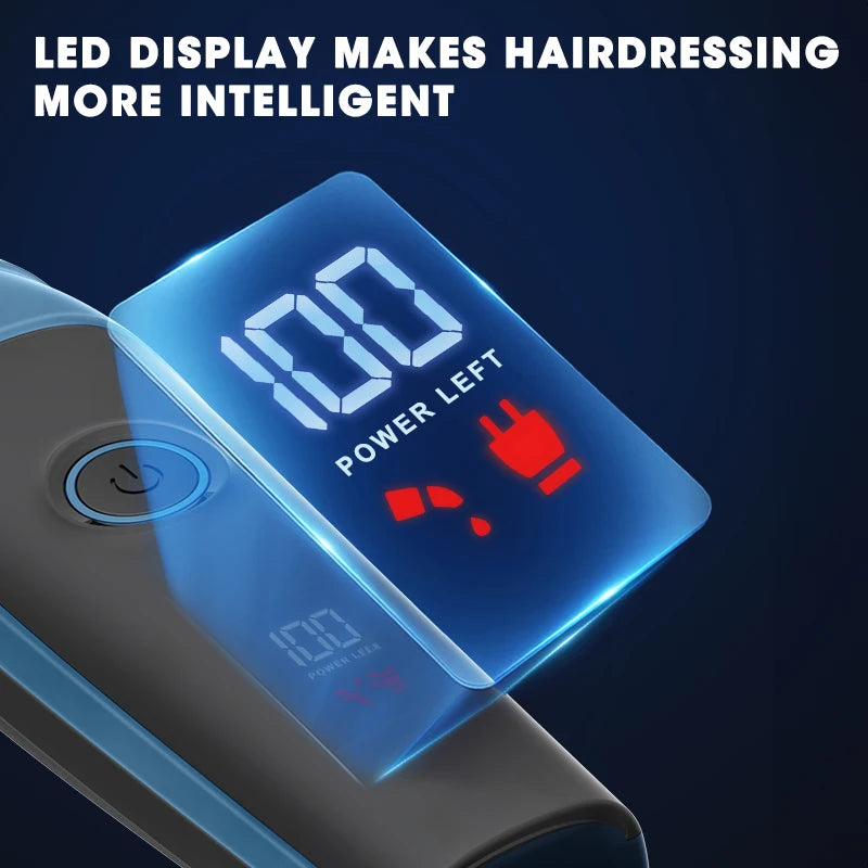 Professional Electric Hair Clipper LCD Digital Display Hair Trimmer for Men Barber Engraving Hair Cutting
