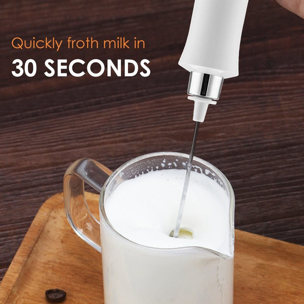 Milk Frother Electric Milk Foamer Coffee Mixer Blender USB Rechargable Maker Mini Blender 3 Heads Kitchen Foam Machine Blower