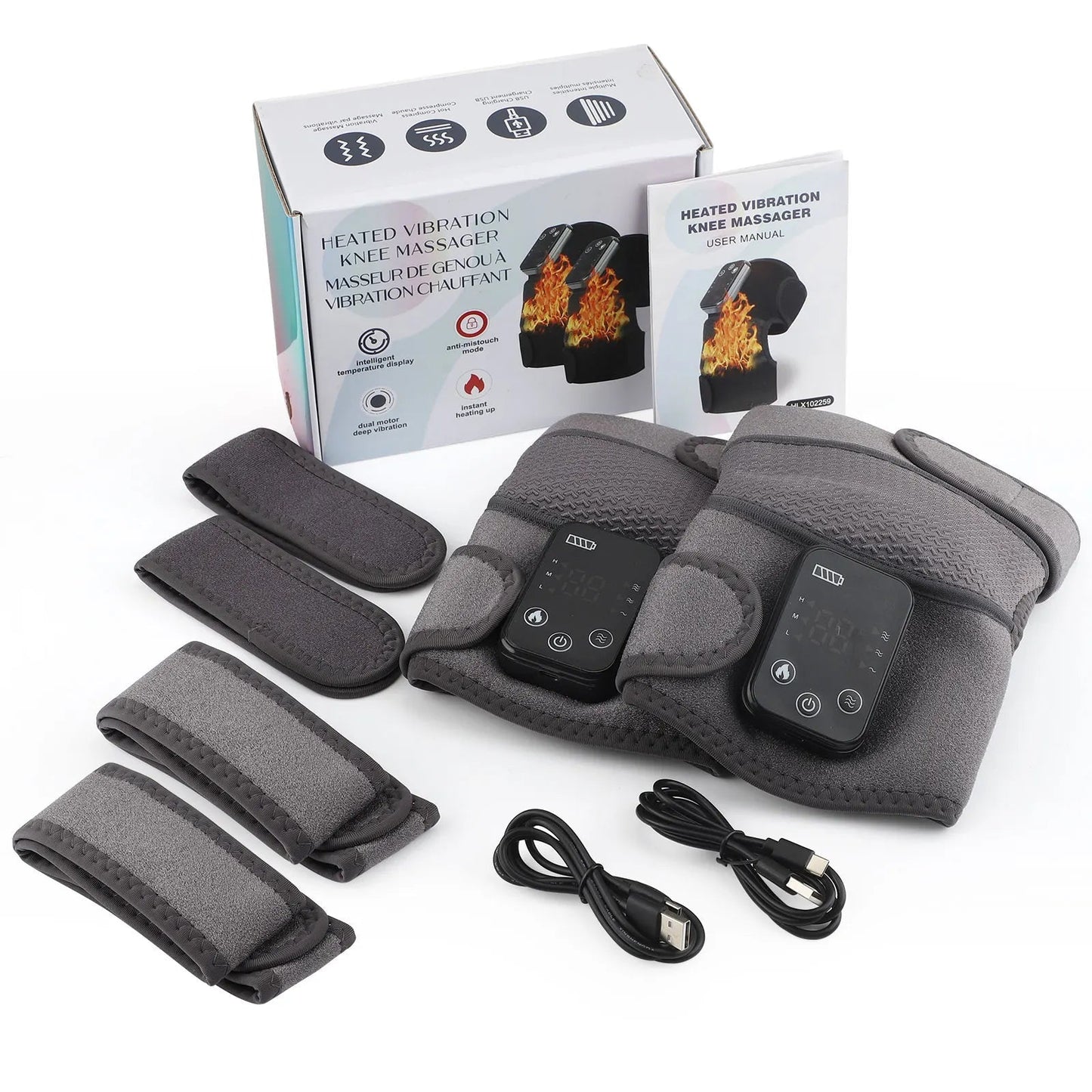 Electric Heating Vibration Massager for Shoulder Brace Belt Thermal Massage Knee Support Pad Arthritis Elbow Pain Relief