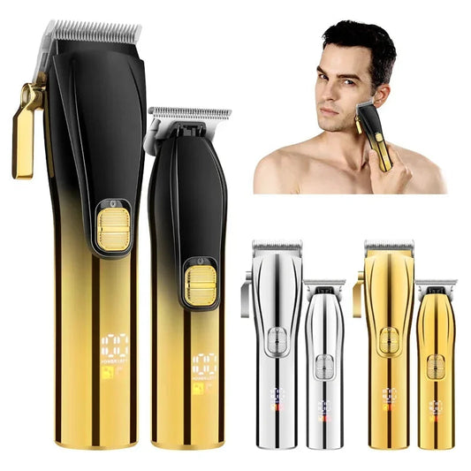 LCD Digital Display Hair Clipper Set Men's Professional Hair Clipper Oil Engraving Electric Clipper