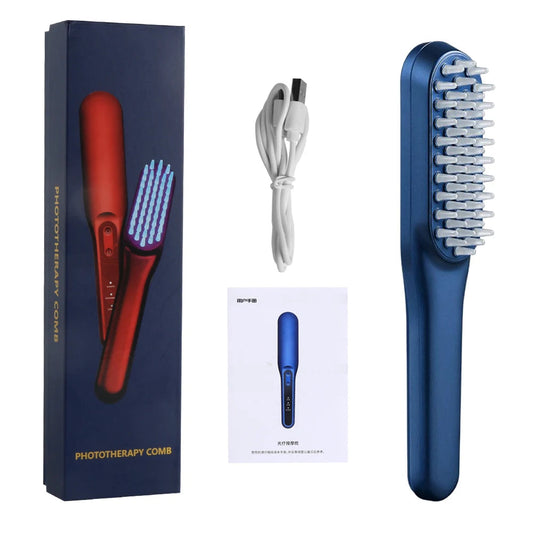 LED Light Red Phototherapy Massage Vibration Comb Electric Hair Growth Comb Infrared Laser Hair Care Style Anti-Hair Loss Hair