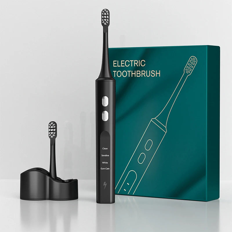 Electric Sonic Toothbrush Inductive Charging for Adults 4-gear Mode Ultrasonic Electronic Tooth Brushes 2 Replace Head Gift IPX7