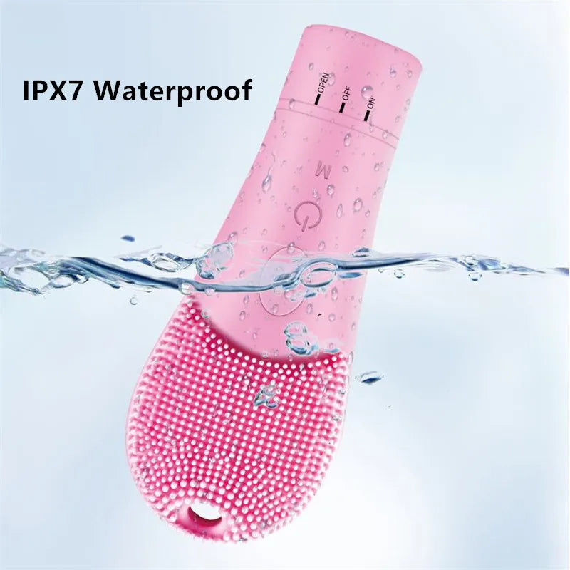 Electric Silicond Face Cleansing Brush Ultrasonic Facial Deep Pore Cleaning Skin Massager Washable Machine