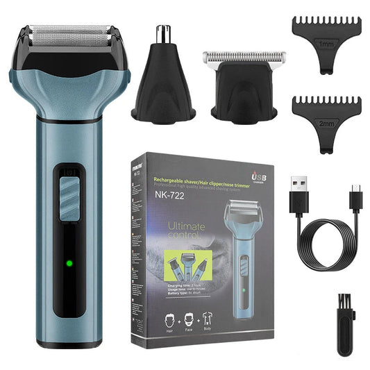Multifunctional 3 In 1 Electric Foil Shaver Rechargeable Cordless Hair Clipper Beard Nose Hair Trimmer Razor Grooming Kit