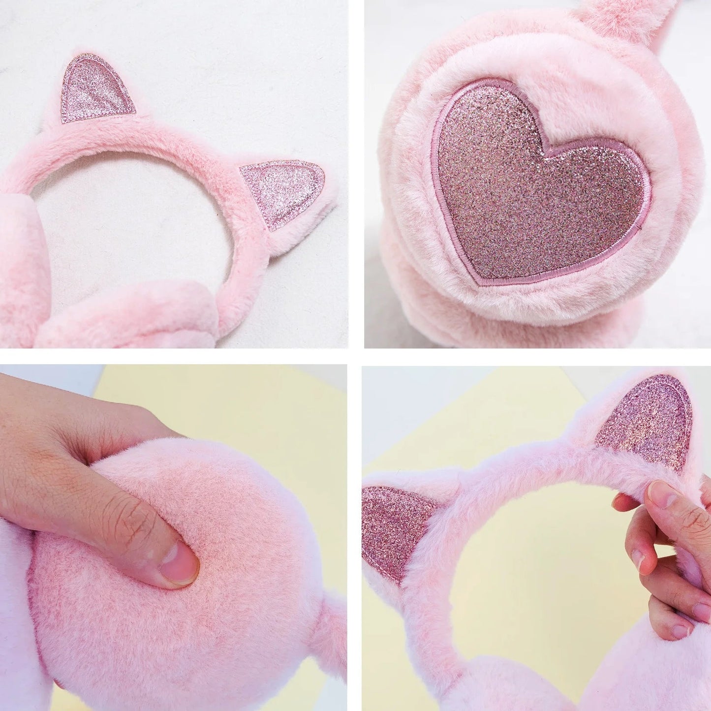 Cute Glitter Cat Ear Earmuff Soft Plush Warmer Winter Warm for Women Men Fashion Solid Earflap Outdoor Cold Protection Ear Cover