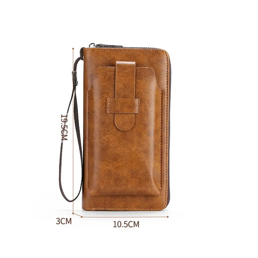 Cowhide Long Wallets Fashion Large Capacity Soft Leather Coin Purse Multifunction Zipper Phone Clutch Bag Male Men