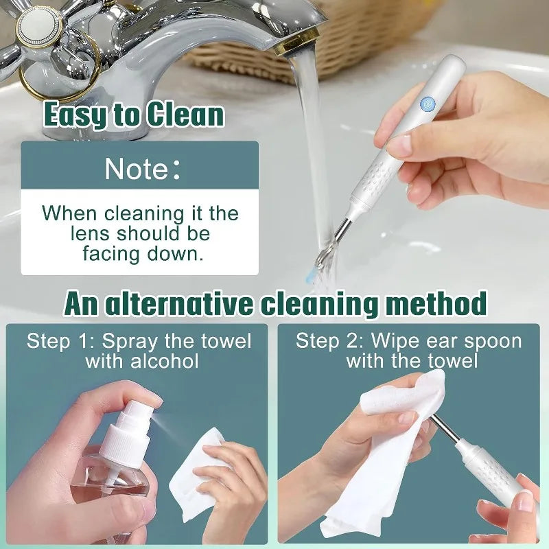 WIFI Camera Earwax Remover N30 Pro with 6 LEDs 1080P High-definition Headphones IP67 Waterproof Headphones for IOS and Android