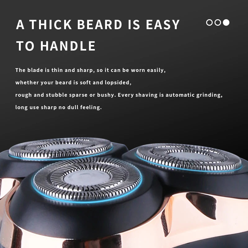 Electric Shaver Rechargeable Wet Dry Use Razor IPX7 Waterproof Mini Shaving Machine for Men 3D Rotary Sharp Blade