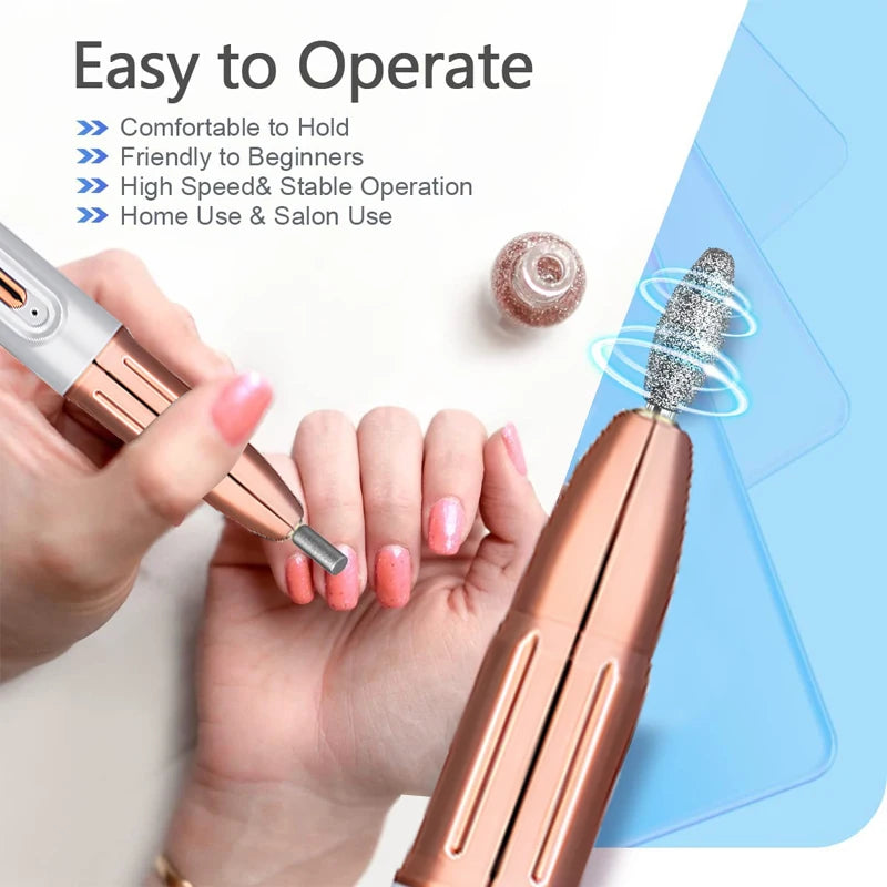 15000RPM Wireless Nail Drill USB Electric Nail Drill Machine For Manicure Milling Cutter Set For Gel Polishing Nail Equipment