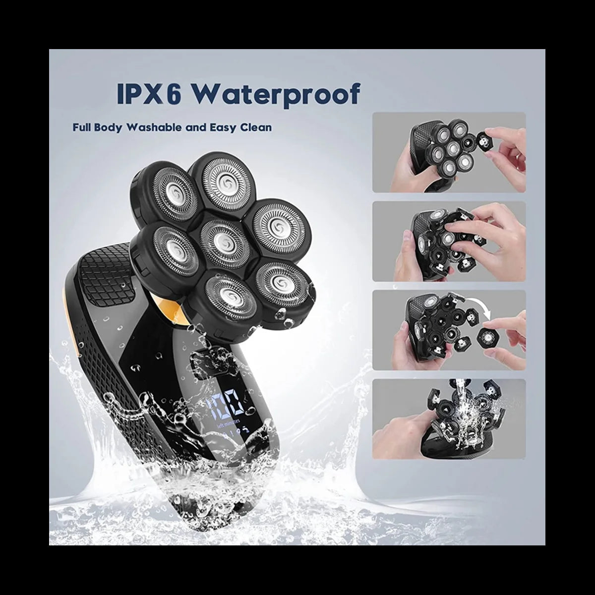 Men's Shave Standalone 7 Blades Floating Head Waterproof Electric Shaver Men's Multifunctional USB Rechargeable Trimmer