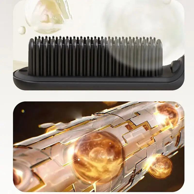 Brush Straightener For Women Negative Ion Hairbrush Straightener Hair Straightening Comb With 4 Temps Fast Heating USB