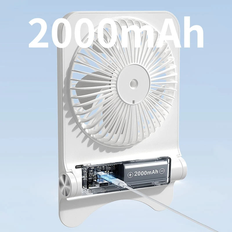 Small Desk Fan 2000mAh USB Rechargeable Cooling Fan 3 Speed Cool Wind Blower Portable Air Circulation Ventilador for Home Office