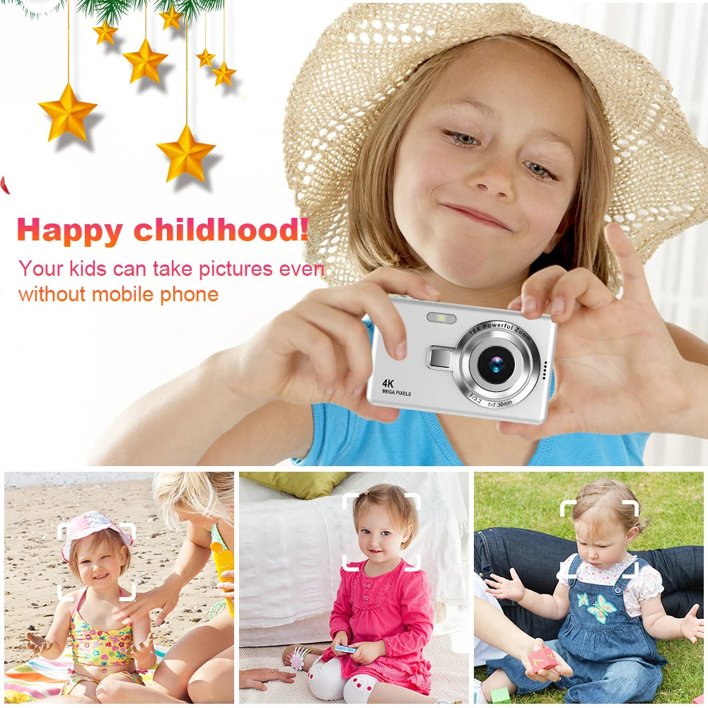 4K HD 1080P Portable Vlogging Camera Digital Camera 96MP Autofocus Vlogging Camera 2.4 Inch IPS Screen for Kid Adult Photography