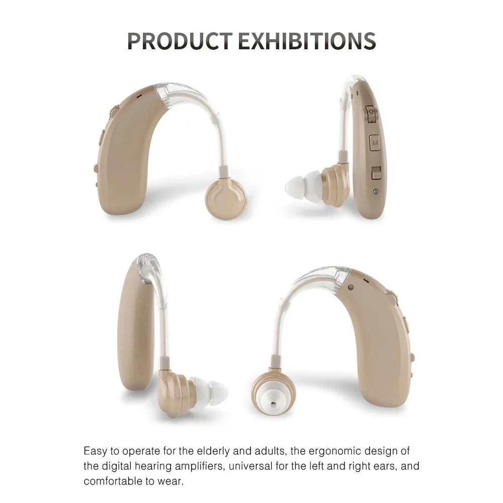 Rechargeable USB Hearing Aid Behind the Ear Sound Amplifier Elderly Noise Cancelling Deaf Care