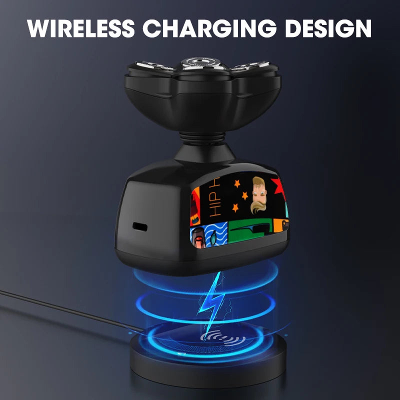 Graffiti Men's Electric Shaver Head Bald Hair Clipper Wireless Charging Men's Razor