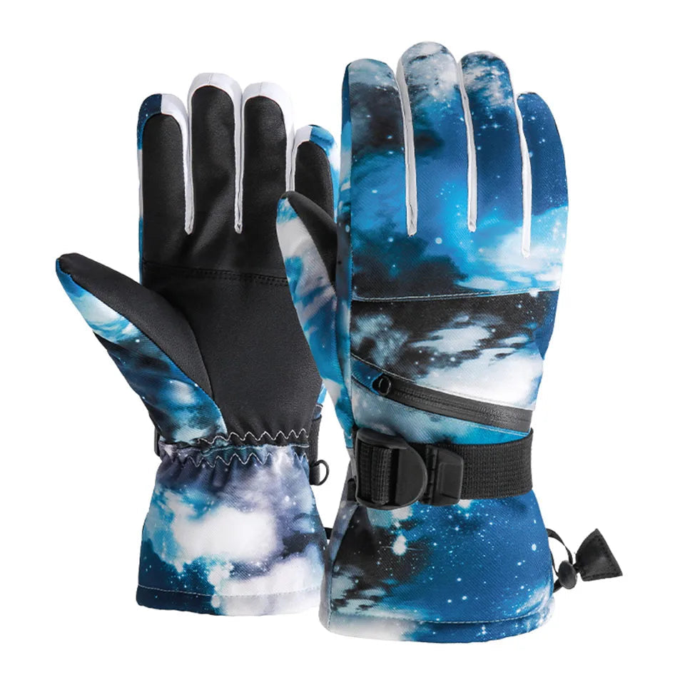 Winter Snowboard Ski Gloves PU Leather Non-slip Touch Screen Waterproof Motorcycle Cycling Fleece Warm Snow Gloves Unisex
